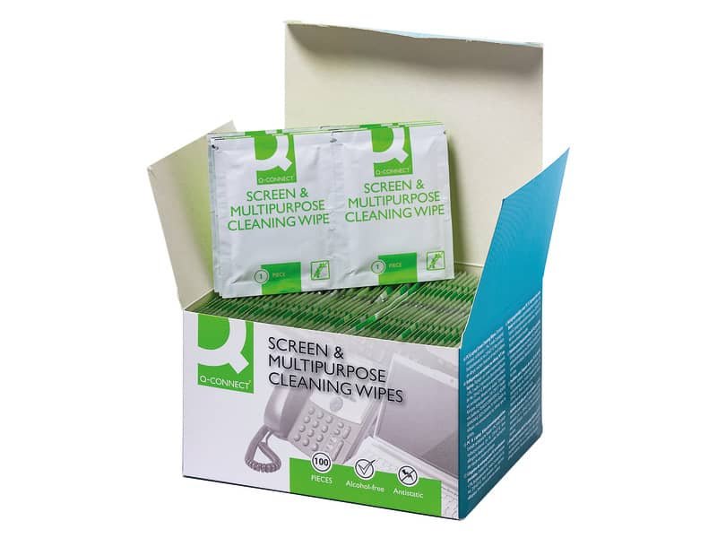 Salviette di pulizia multiuso Q-Connect senza alcool conf. da 60 bustine singole – KF04503A