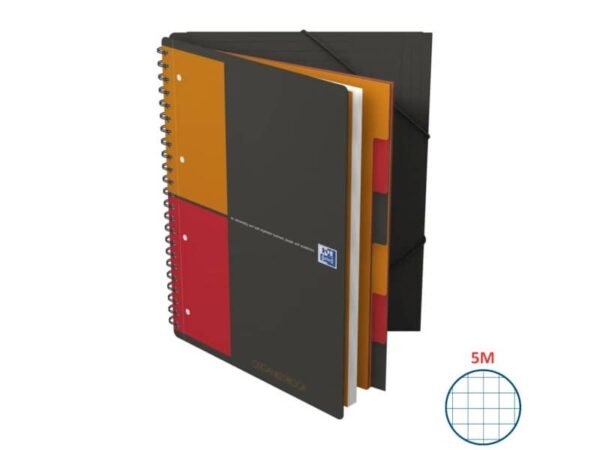 Quaderno spiralato OXFORD Organizerbook International A4+ grigio/arancio - quadretti 5 mm - 100102777