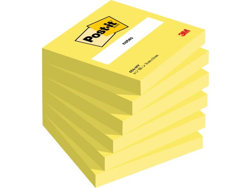 Foglietti Post-it© giallo neon 100 fogli/blocchetto conf. 6 pz 76×76 mm 7100180386