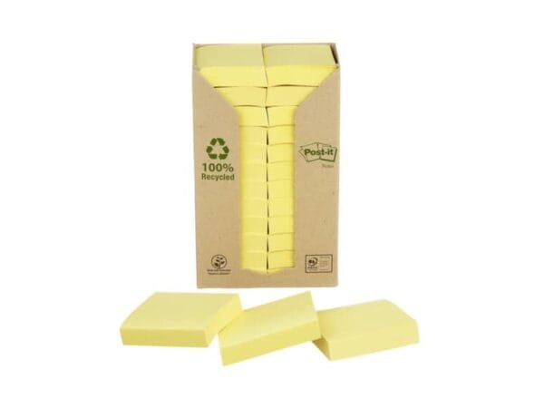 Foglietti Post-it© Notes Giallo 38x51 mm carta riciclata torre da 24 blocchetti da 100 ff - 653-1T