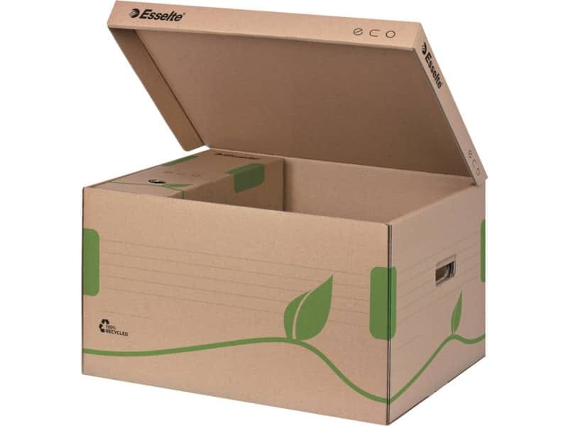 Scatola archivio Esselte ECOBOX container per Boxy 80/100 avana/verde 34,5×24,2×43,9 cm – 623918