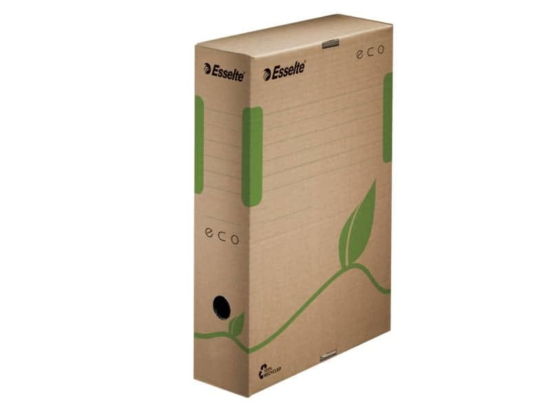 Scatola archivio Esselte ECOBOX dorso 8 cm avana/verde 8×23,3×32,7 cm 623916