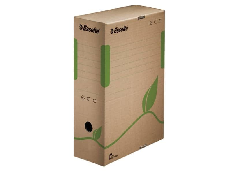 Scatola archivio Esselte ECOBOX dorso 10 cm avana/verde 10×23,3×32,7 cm 623917