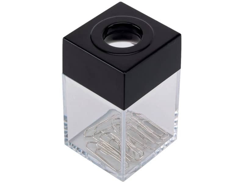 Dispenser per fermagli Q-Connect nero/trasparente quadrato 4,2×4,2×7 cm KF02132