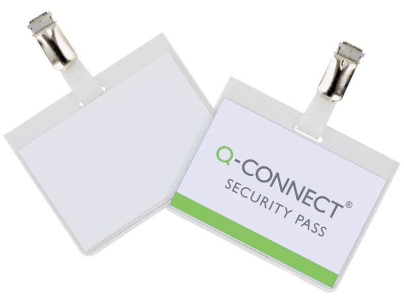 Portabadge Q-Connect plastica 90×60 mm con clip – Security badge chiuso Confezione da 25 pezzi – KF01562