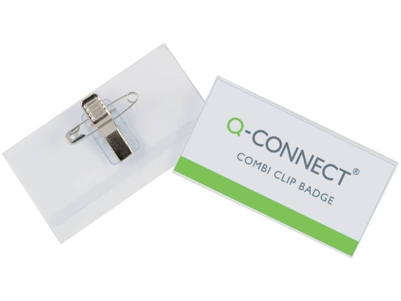 Portabadge Q-Connect plastica con clip e spilla 90×54 mm conf. da 50 – KF01567
