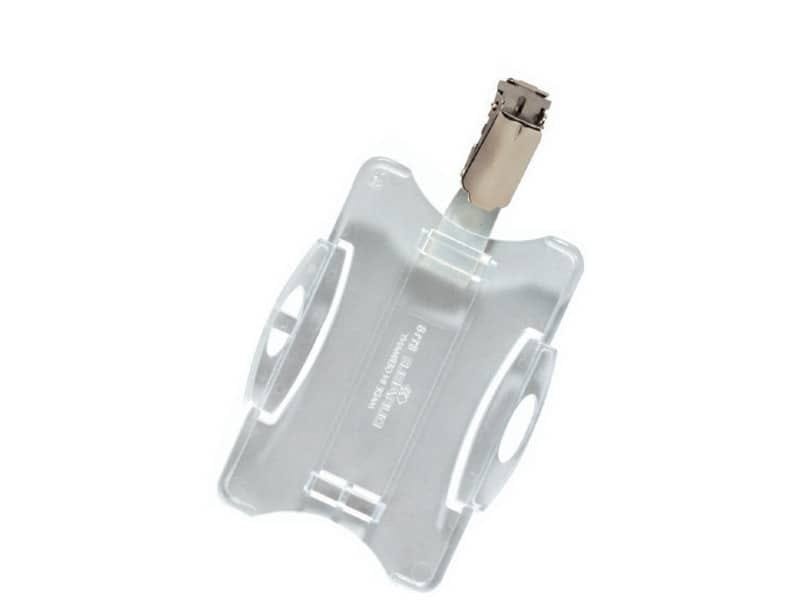 Portabadge rigido Durable 85×54 mm con clip di sicurezza orientabile trasparente Conf. 25 pezzi – 811819