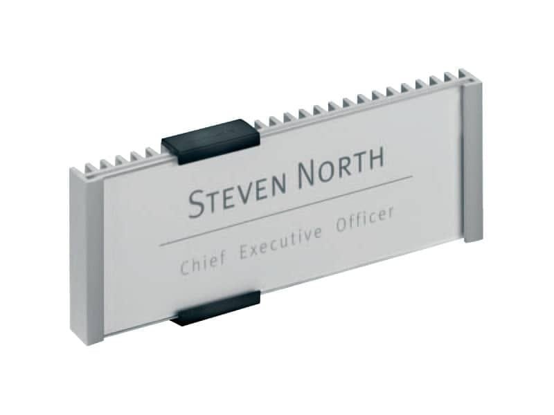 Targhe DURABLE INFO SIGN alluminio/acrilico trasparente/argento metallizzato 149×52,5 mm – 480023