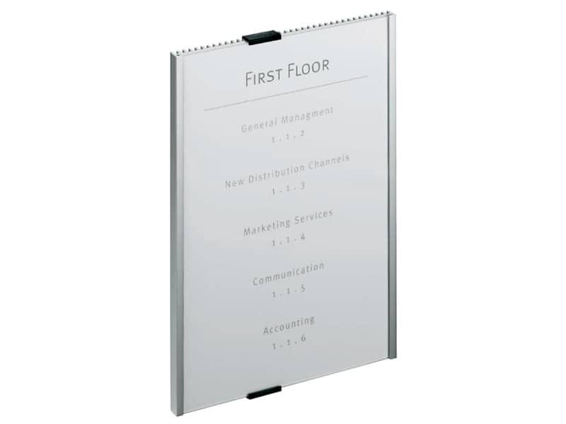 Targhe DURABLE INFO SIGN alluminio/acrilico trasparente/argento metallizzato 210×297 mm – 480623
