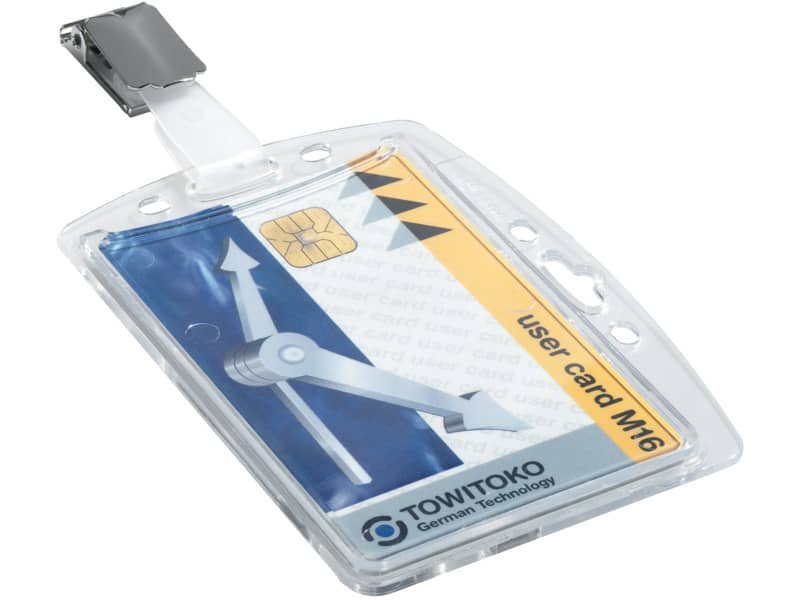 Portabadge rigido Durable 87×54 mm con clip di sicurezza orientabile trasparente Conf. 25 pezzi – 800519