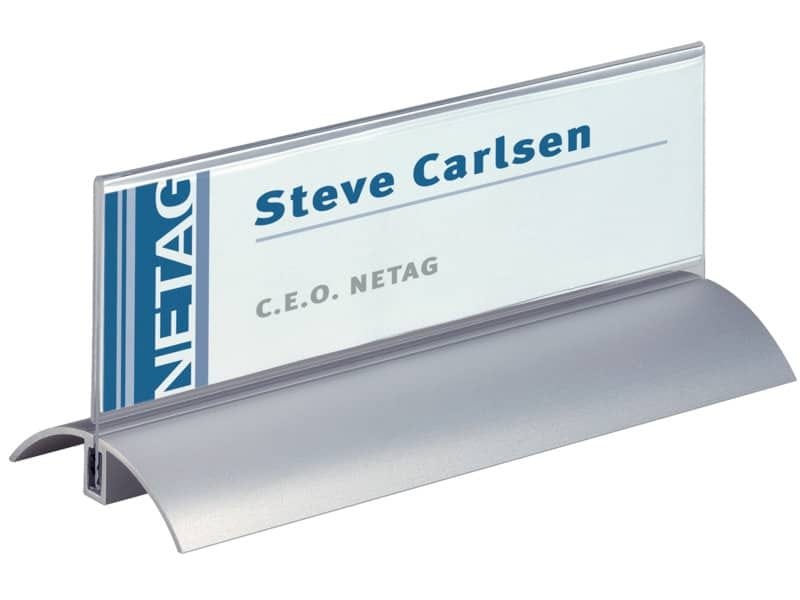 Portanomi da tavolo DURABLE DELUXE argento/trasparente inserto 61x210mm conf. 2 – 820219