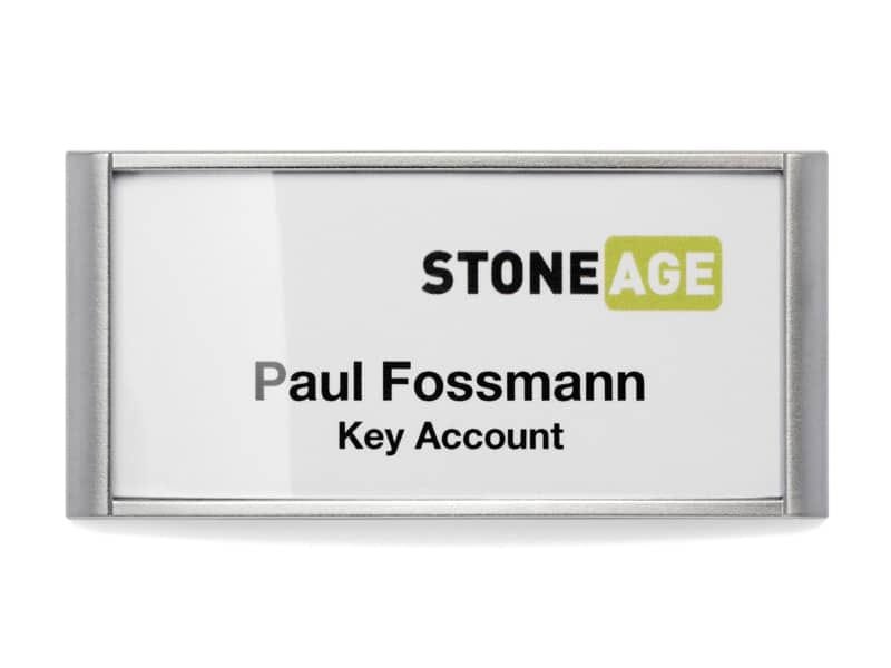 Portanomi DURABLE CLASSIC con magnete argento metallizzato/trasparente inserto 34x74mm  conf. 10 – 854223