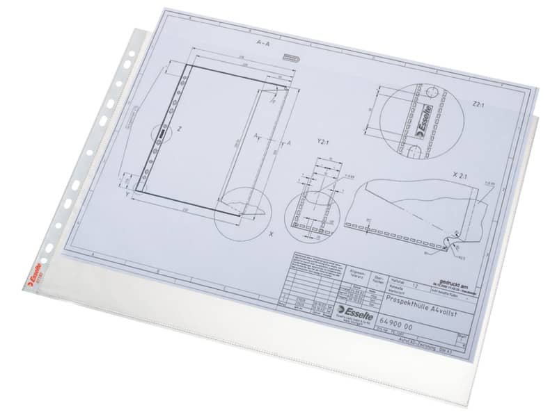 Buste a perforazione universale Esselte DELUXE goffrate antiriflesso trasparente 42×30 cm  conf.50 – 55230