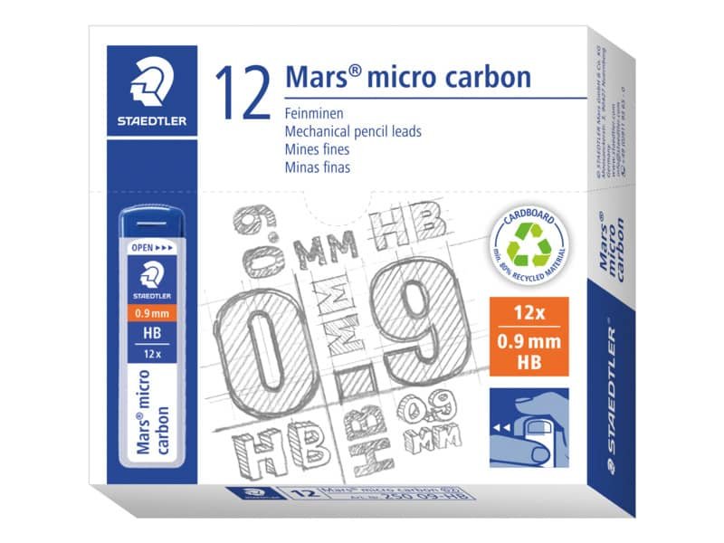 Mine sottili Staedtler Mars micro carbon 250 B 0,9 mm confezione da 12 pezzi – 250 09-B