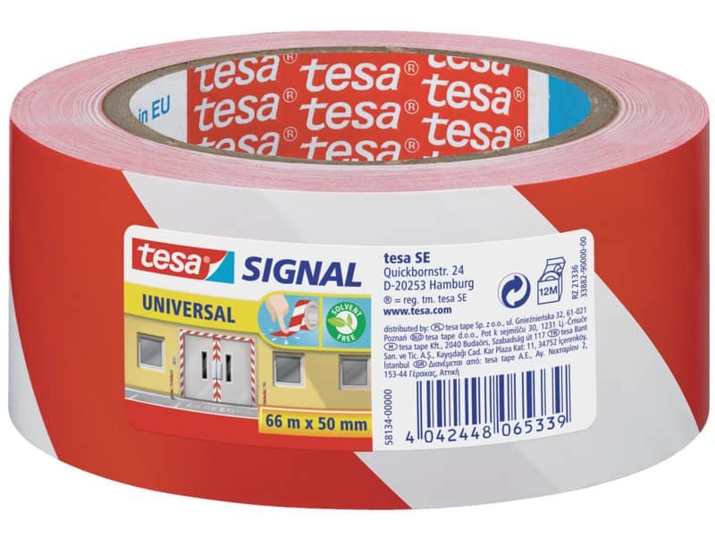 Nastro segnaletico tesa Signal Universale OPP adesivo acrilico 50mm x 66m rosso-bianco – 58134-00000-00