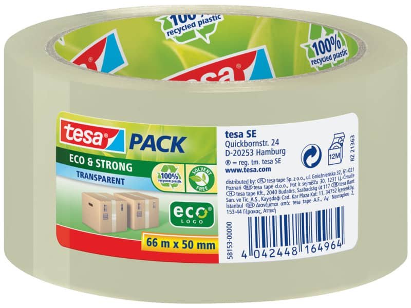 Nastro adesivo per la spedizione tesapack© eco&strong 50 mm x 66 m trasparente – 58153-00000-00