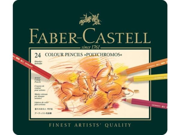 Matite colorate permanenti Faber Castell Polychromos mina 3,8 mm box metallo - colori assortiti conf. 24 pezzi - 110024