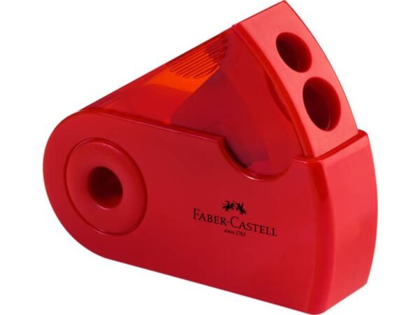 Temperamatite 2 fori Faber Castell Sleeve con serbatoio colore rosso/blu - 182701