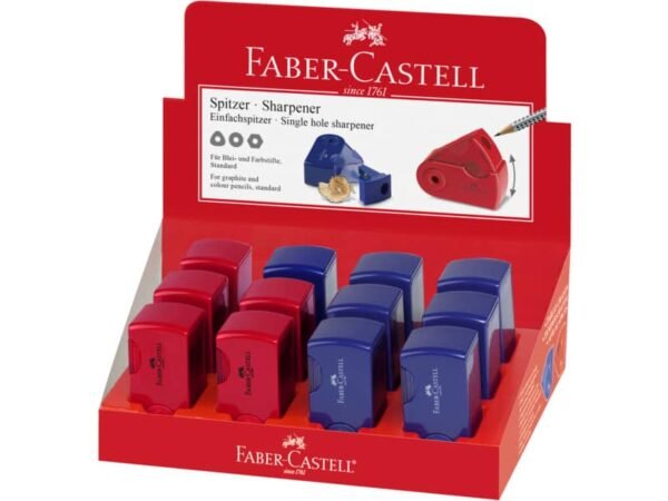 Temperamatite 1 foro Faber Castell Sleeve con serbatoio colore rosso/blu - 182711