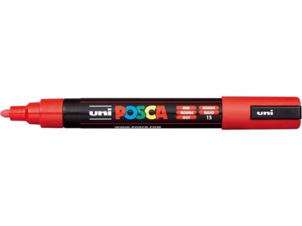 Marcatore a tempera POSCA Uni-Ball punta tonda 1,8-2,5 mm rosso M PC5M R