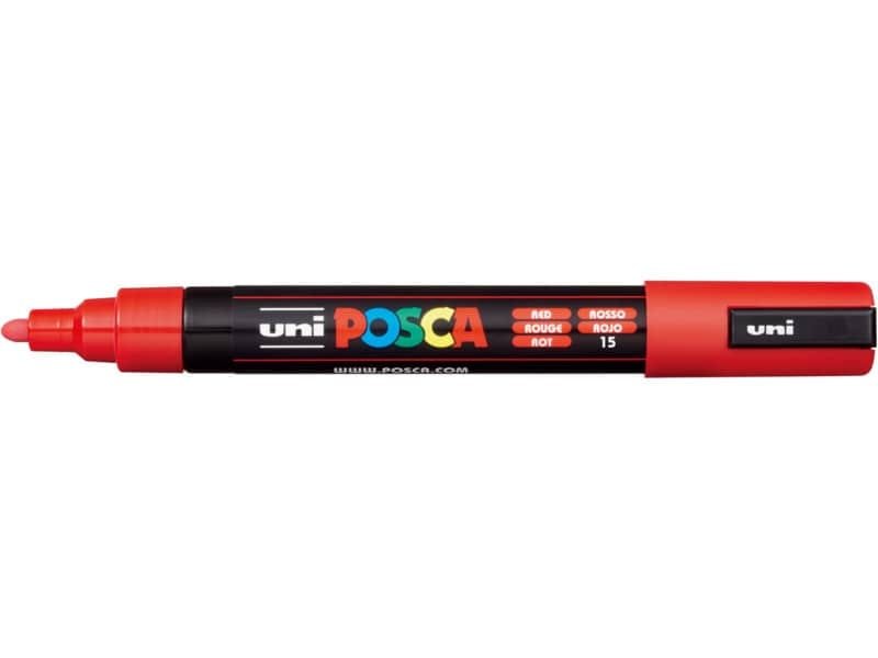 Marcatore a tempera POSCA Uni-Ball punta tonda 1,8-2,5 mm rosso M PC5M R