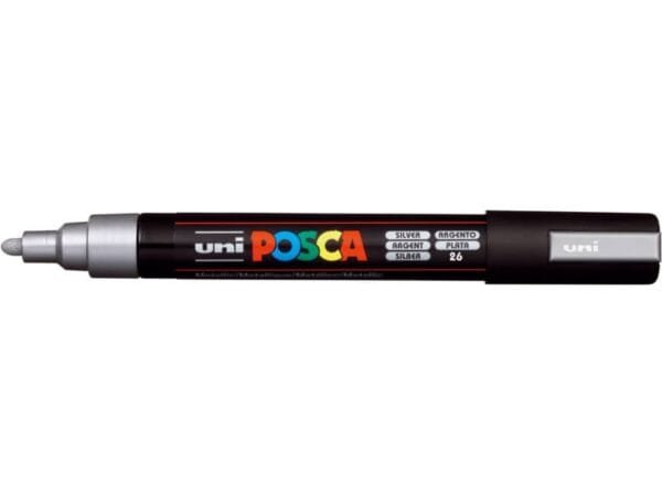 Marcatore a tempera POSCA Uni-Ball punta tonda 1,8-2,5 mm argento M PC5M ARG