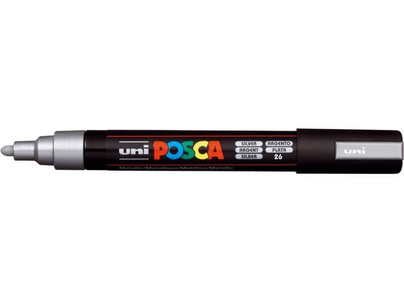 Marcatore a tempera POSCA Uni-Ball punta tonda 1,8-2,5 mm argento M PC5M ARG