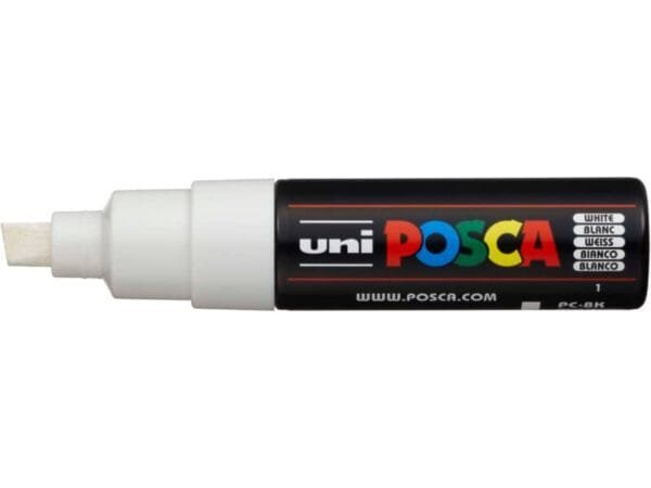 Marcatore a tempera POSCA Uni-Ball punta a scalpello 8 mm bianco M PC8K BI