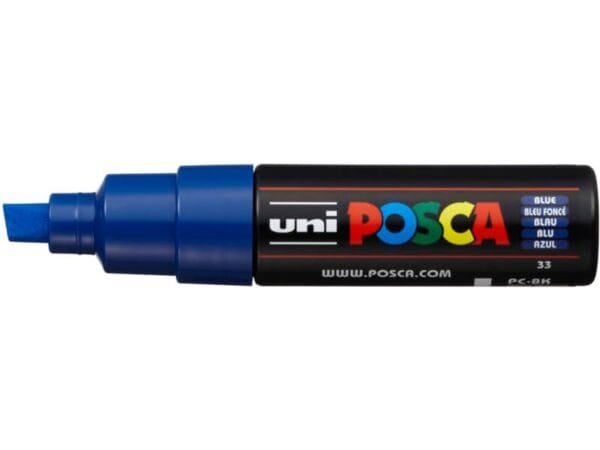 Marcatore a tempera POSCA Uni-Ball punta a scalpello 8 mm blu M PC8K B