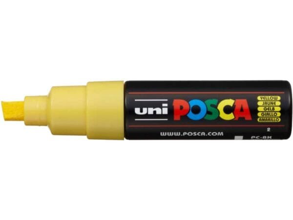Marcatore a tempera POSCA Uni-Ball punta a scalpello 8 mm giallo M PC8K G