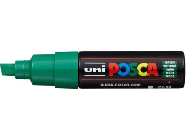 Marcatore a tempera POSCA Uni-Ball punta a scalpello 8 mm verde M PC8K V