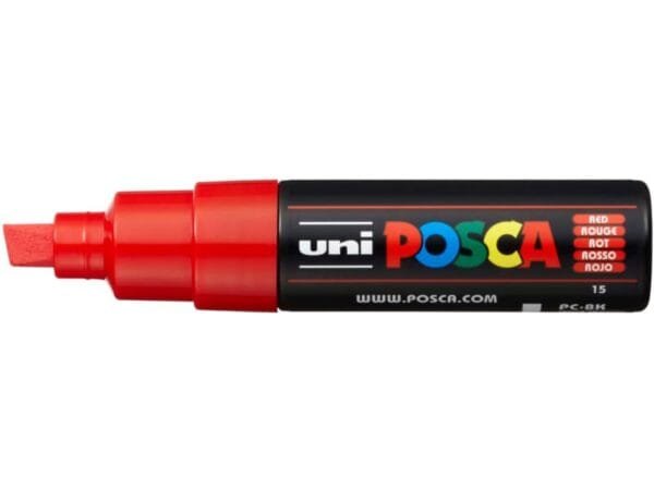 Marcatore a tempera POSCA Uni-Ball punta a scalpello 8 mm rosso M PC8K R