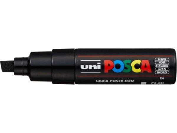 Marcatore a tempera POSCA Uni-Ball punta a scalpello 8 mm nero M PC8K N