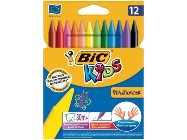 Pastelli in plastica BIC Kids Plastidecor in conf. da 12 colori assortiti - 945764