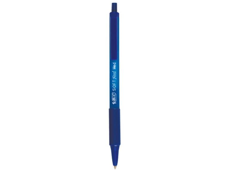 Penna a sfera a scatto BIC SoftFeel Clic Grip M 1 mm blu Conf. 12 pezzi – 837398