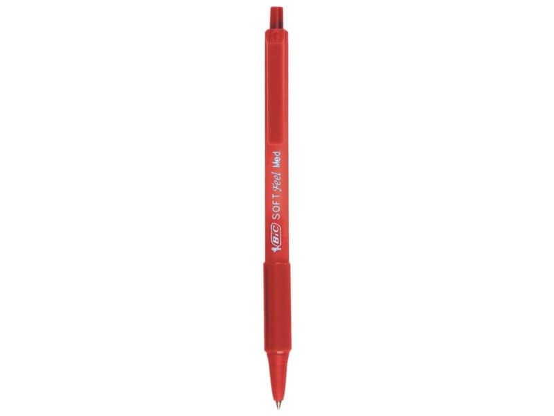 Penna a sfera a scatto BIC SoftFeel Clic Grip M 1 mm rosso Conf. 12 pezzi – 837399