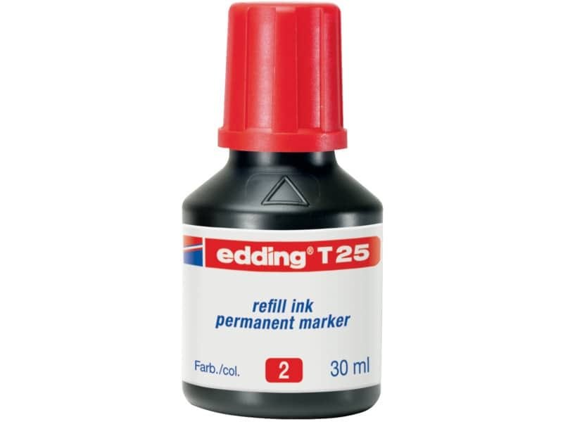 Inchiostro permanente per ricarica edding T 25 rosso – 30 ml E-T25 002