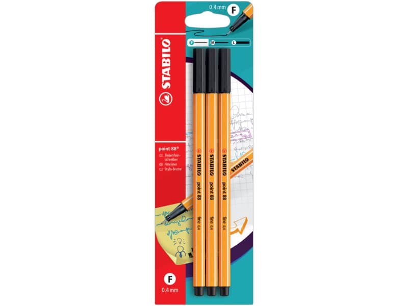 Fineliner Stabilo Point 88© 0,4 mm conf. 3 pz nero B-14828-10
