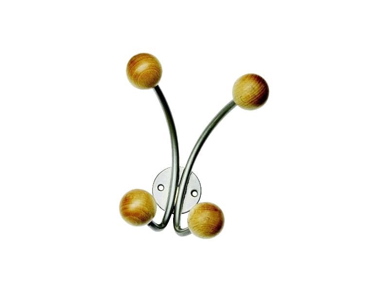 Appendiabiti da muro – 4 pomelli Alco argento/legno U702822