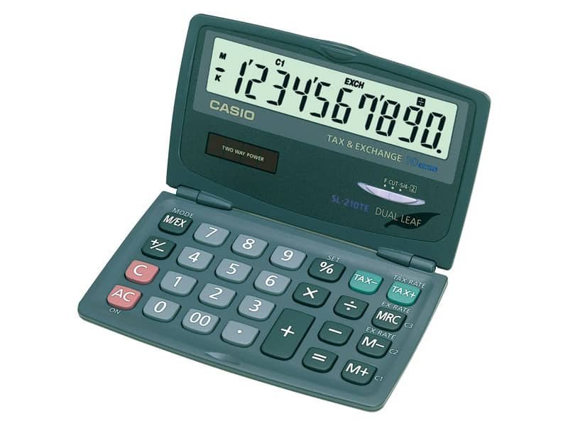 Calcolatrice tascabile CASIO 10 cifre – solare e batteria Blu Scuro – SL-210TE-WA-EC