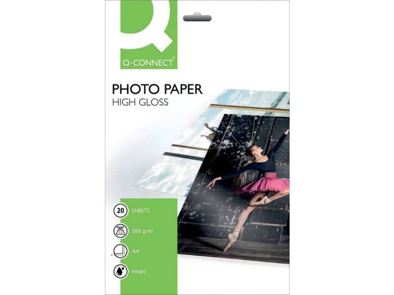 Carta fotografica Inkjet Q-Connect A4 bianco 260 g/mý lucida conf. da 20 fogli – KF02163
