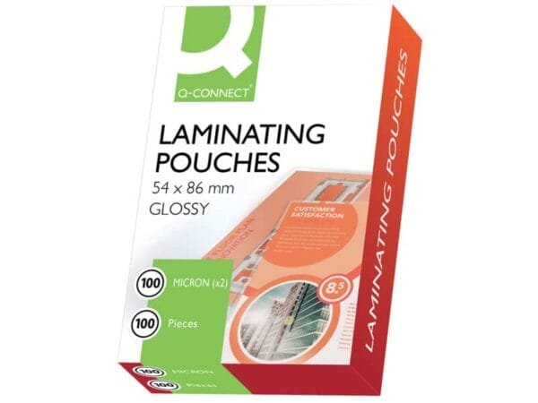 Pouches per plastificatrici Q-Connect 2x100 æm finitura lucida 54x86 mm Conf. 100 pezzi - KF01202