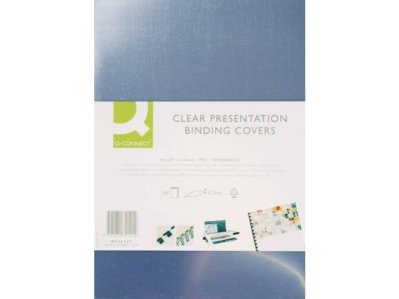 Copertina per rilegatura Q-Connect trasparente 200 æm A4 conf. 100 pezzi – KF32121
