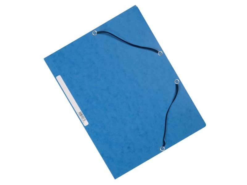 Cartellina a 3 lembi con elastico Q-Connect 24,3×32 cm cartoncino manilla 375 g/mý blu – KF02167