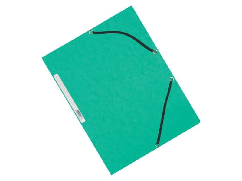 Cartellina a 3 lembi con elastico Q-Connect 24,3×32 cm cartoncino manilla 375 g/mý verde – KF02168