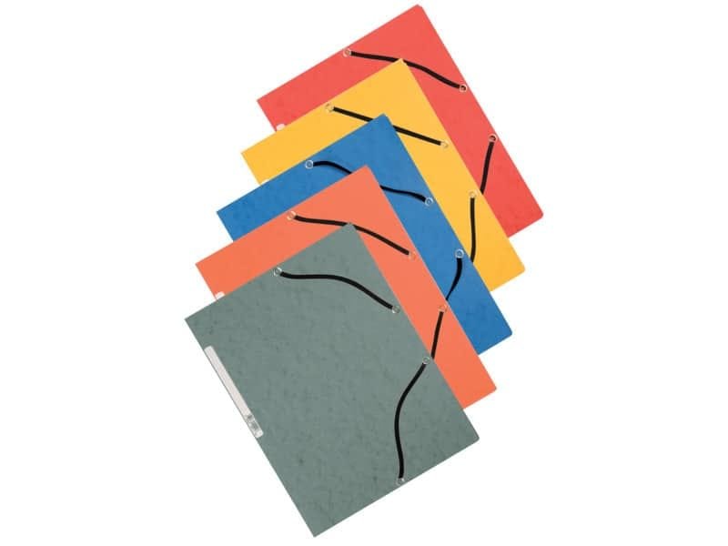 Cartellina a 3 lembi con elastico Q-Connect 24,3×32 cm cartoncino manilla 375 g/mý assortiti  cf. 10 – KF02174
