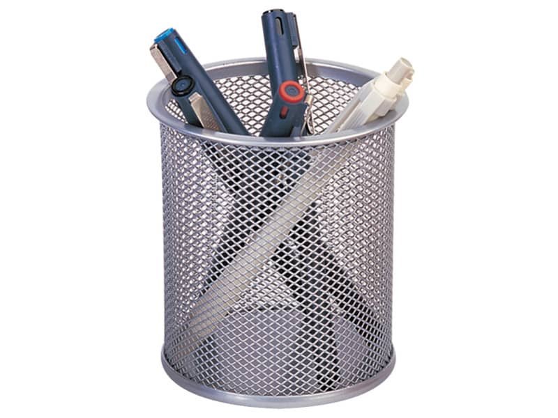 Portapenne in metallo Q-Connect h 10 cm /   9 cm argento KF00846