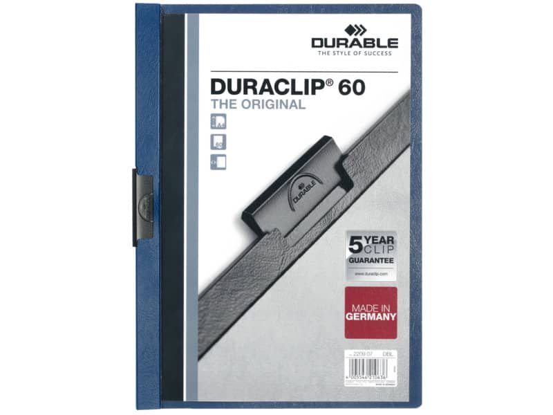 Cartellina con clip Durable DURACLIP© A4 – dorso 6 mm – capacit… 60 fogli blu – 220907