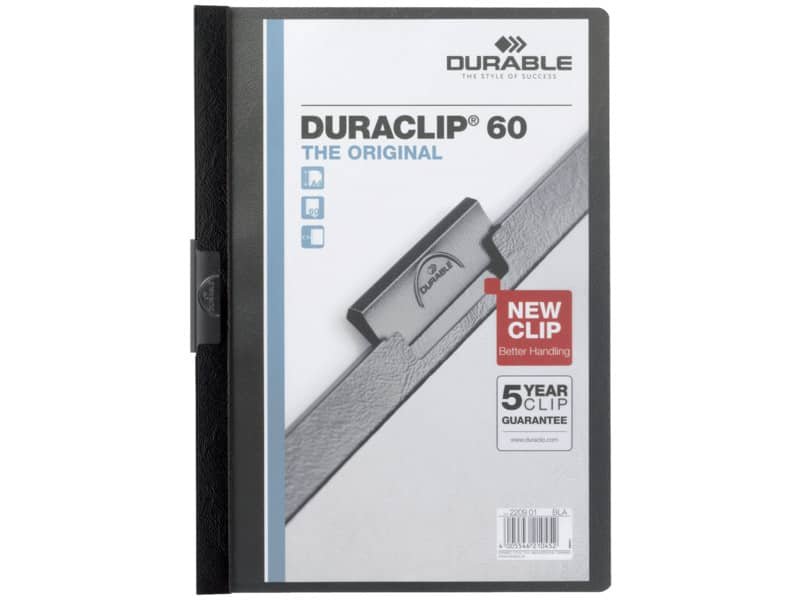 Cartellina con clip Durable DURACLIP© A4 – dorso 6 mm – capacit… 60 fogli nero – 220901