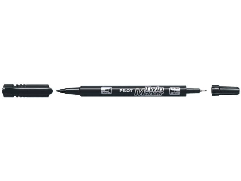 Marcatore permanente Pilot TWIN Begreen doppia punta in fibra 0,8/2 mm – nero 040315